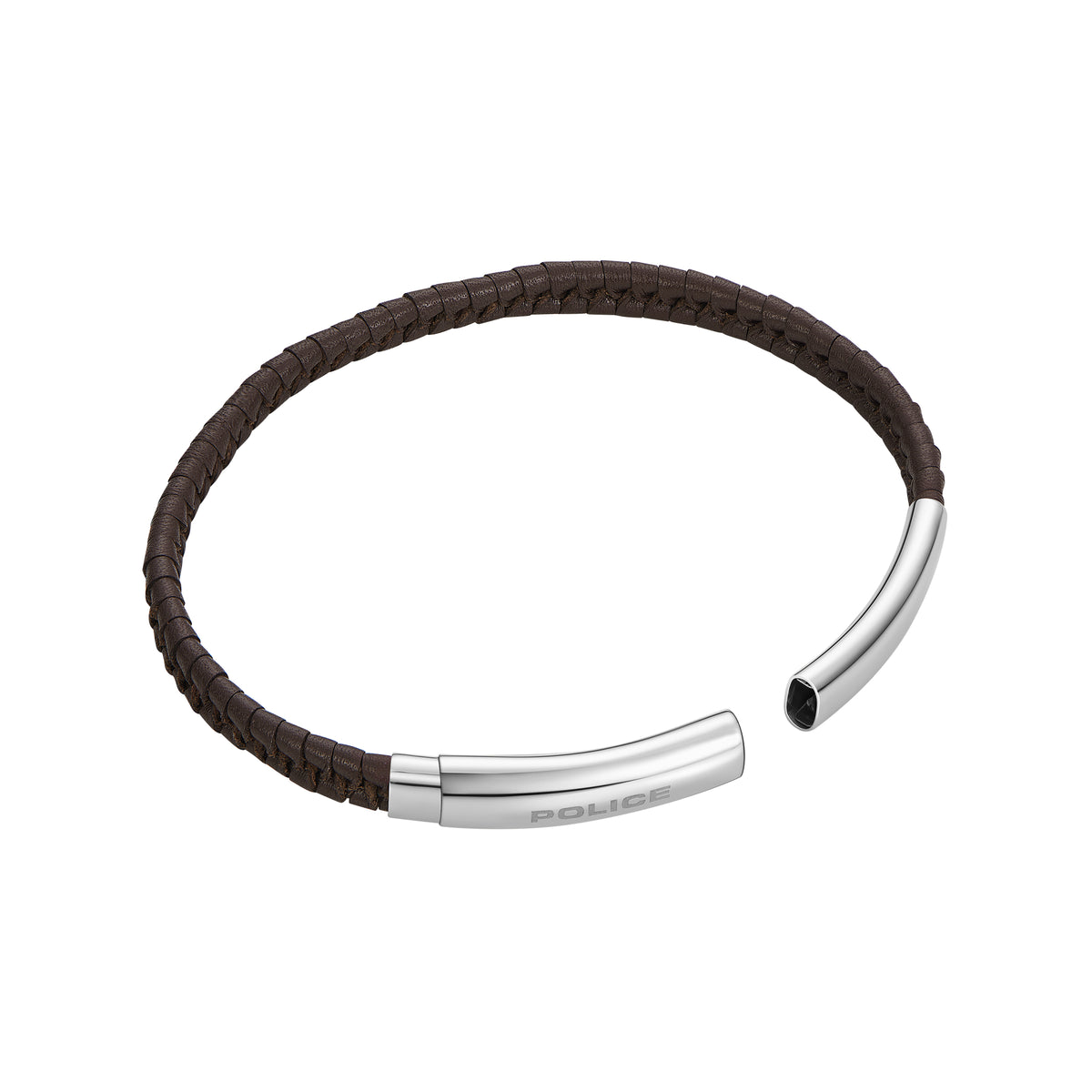 POLICE INDY II POLISHED Stainless Steel, BROWN LEATHER BRACELET PEAGB0009504