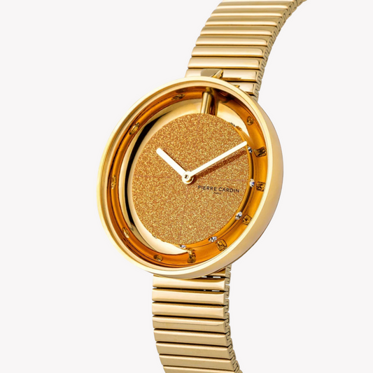 PIERRE CARDIN WOMEN'S GOLD STAINLESS STEEL WATCH, CHAMPAGNE DIAL | CMA.0012