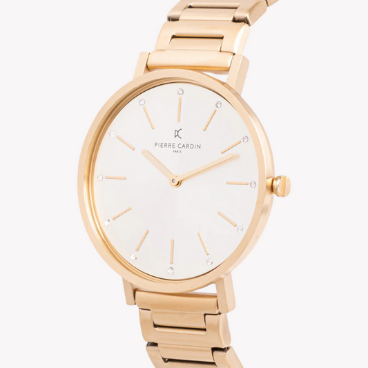PIERRE CARDIN WOMEN'S GOLD METAL WATCH, CHAMPAGNE DIAL | CBV.1111