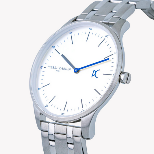 PIERRE CARDIN MEN'S SILVER STAINLESS STEEL WATCH, SILVER DIAL | CBA.4009