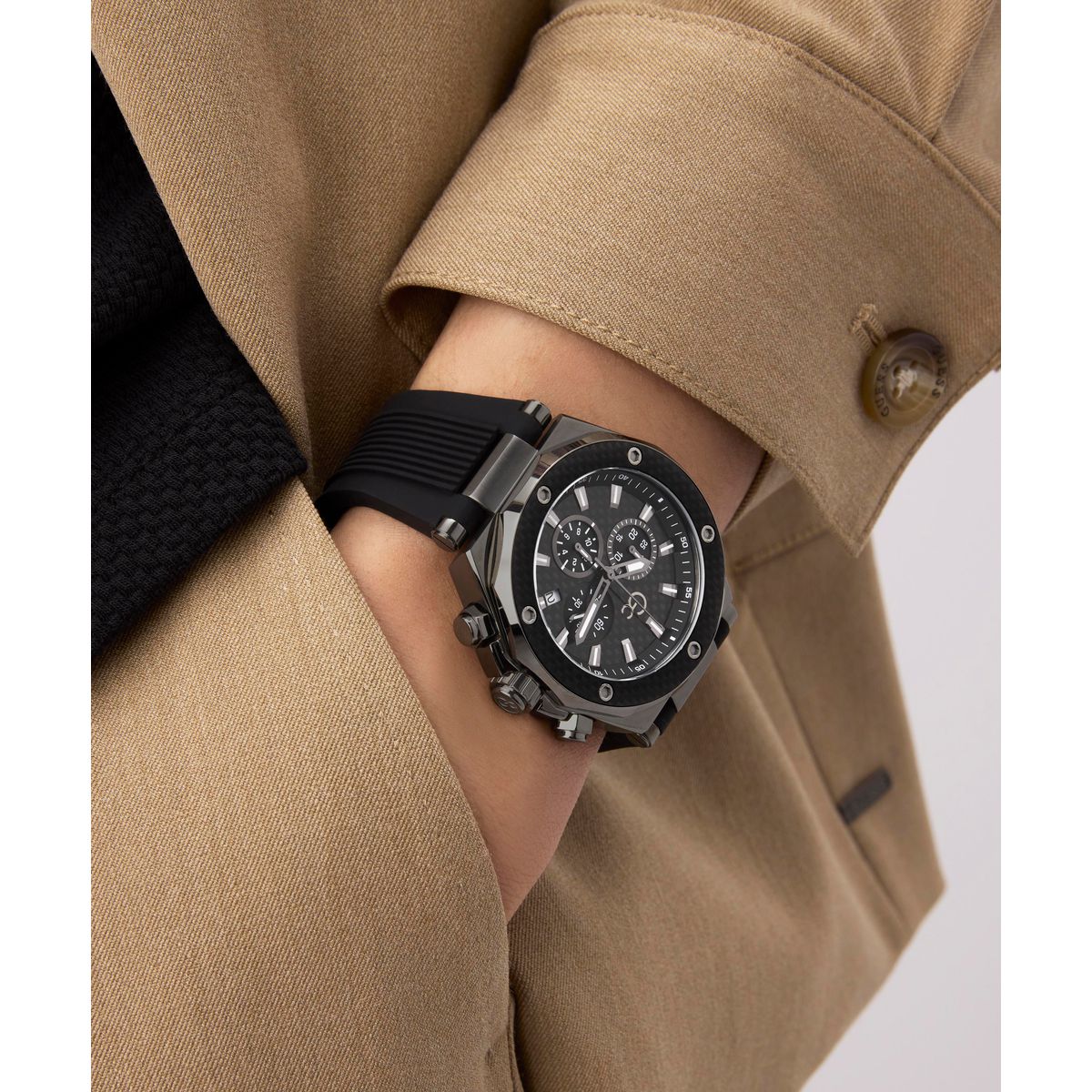 Gc Legacy Chrono Silicone Men Watch Black Silicone Strap Z18009G2