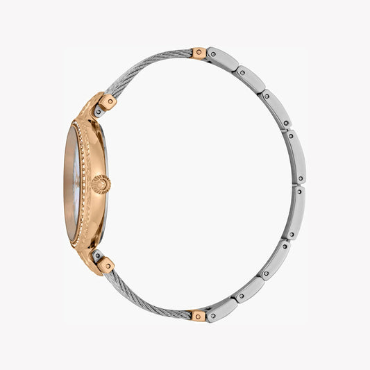 UST CAVALLI WOMEN'S SILVER & ROSE GOLD WATCH, WHITE DIAL | JC1L169M0075