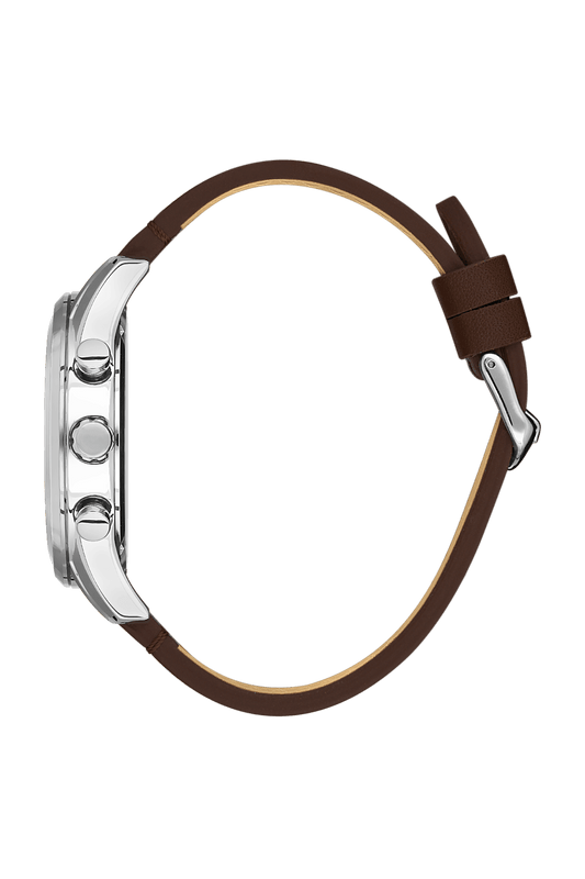 BIGOTTI MILANO Men's Silver Stainless Steel & Brown Leather Watch - BG.1.10490-3