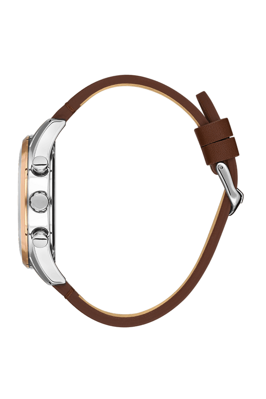 BIGOTTI MILANO Men's Silver Stainless Steel & Brown Leather Watch - BG.1.10490-4