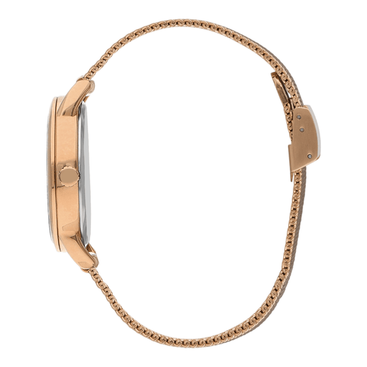 Beverly Hills Polo Club BP3299C.430 - Women's Silver Dial Rose Gold Mesh Watch