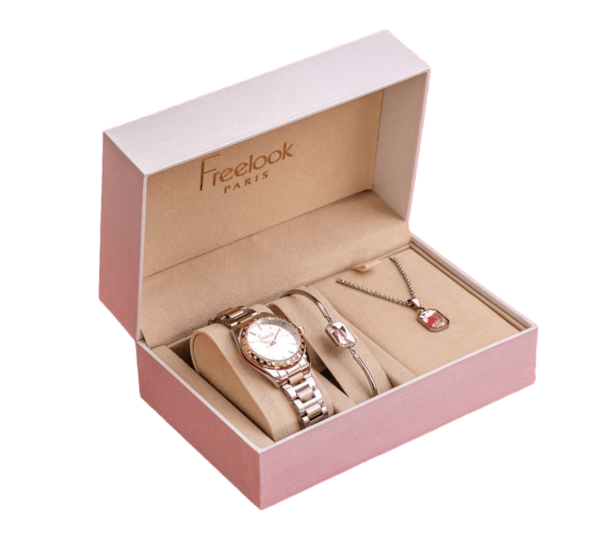 FREELOOK Women's Two-Tone Stainless Steel Watch with Gift Set - FL.1.10400-4