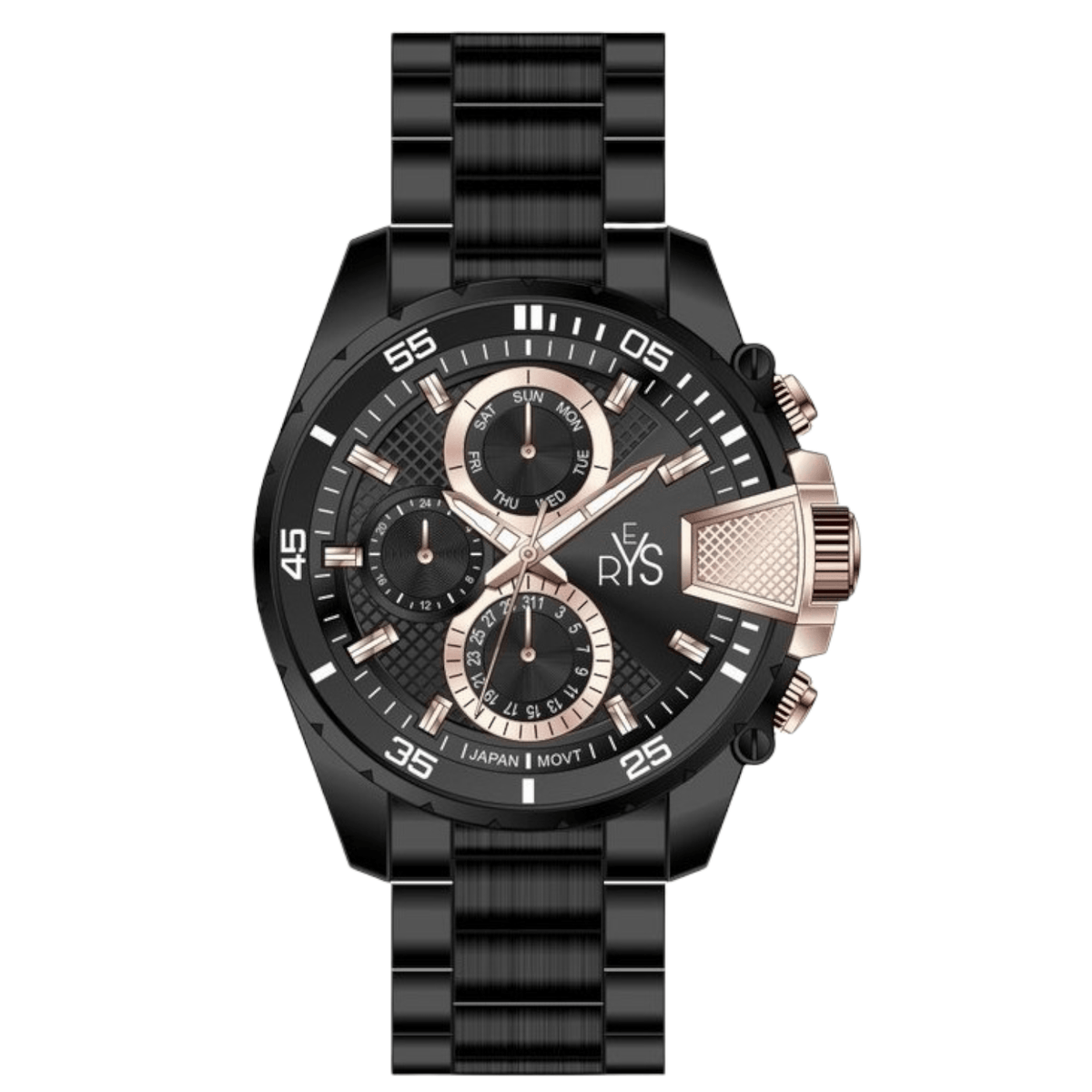 REYS Men's Stainless Steel Watch R2018-BB - Black Dial