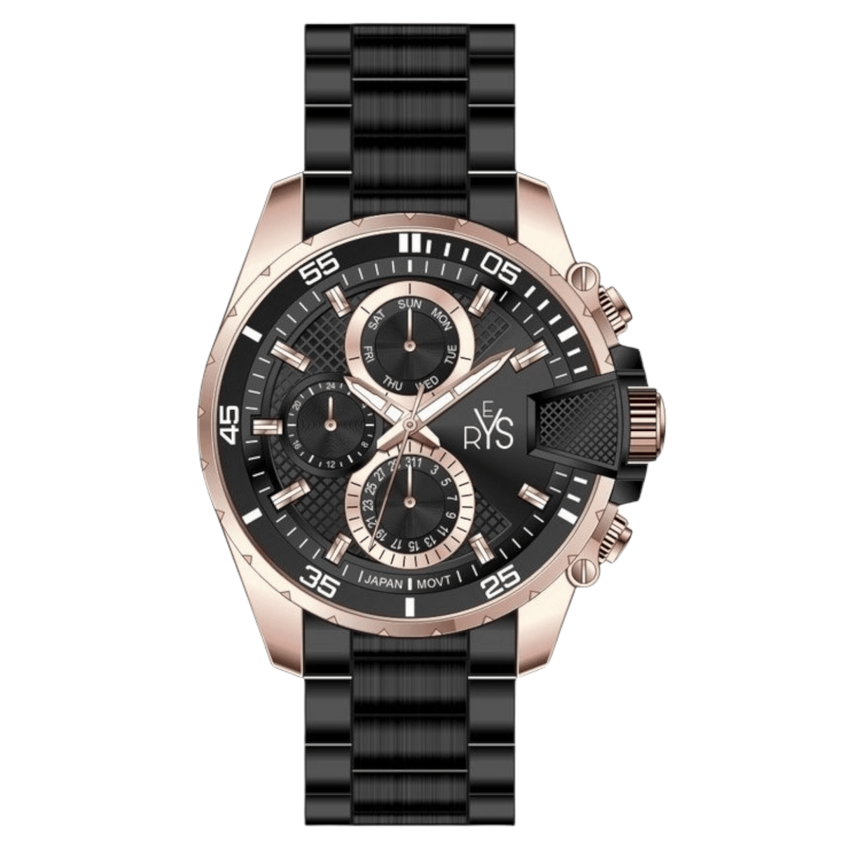 REYS Men's Stainless Steel Watch R2018-RB - Black Dial