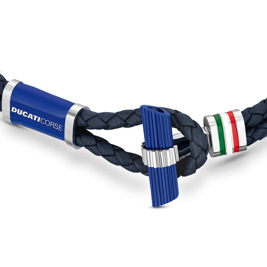 Ducati DTAGB2136809 Collezione T Navy Leather Bracelet