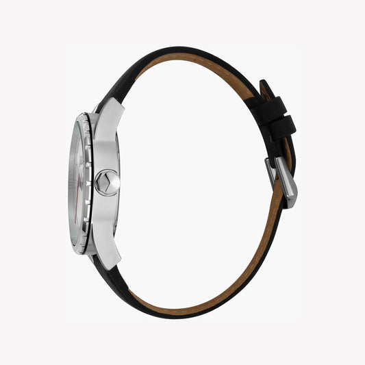 Just Cavalli Men's Silver Dial Watch, Black Leather Band - JC1G082L0515