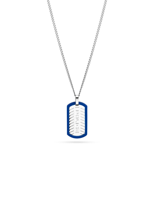 POLICE LATTITUDE Stainless Steel SHINY SILICONE RIM NECKLACE