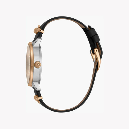 Just Cavalli Women's Leather Watch, Silver & Rose Gold Dial - JC1L126L0045