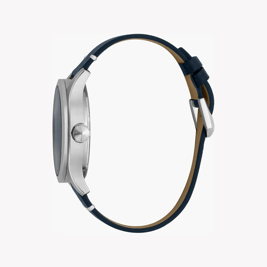 Just Cavalli Men's Blue Leather Watch, Silver Case - JC1G108L0015
