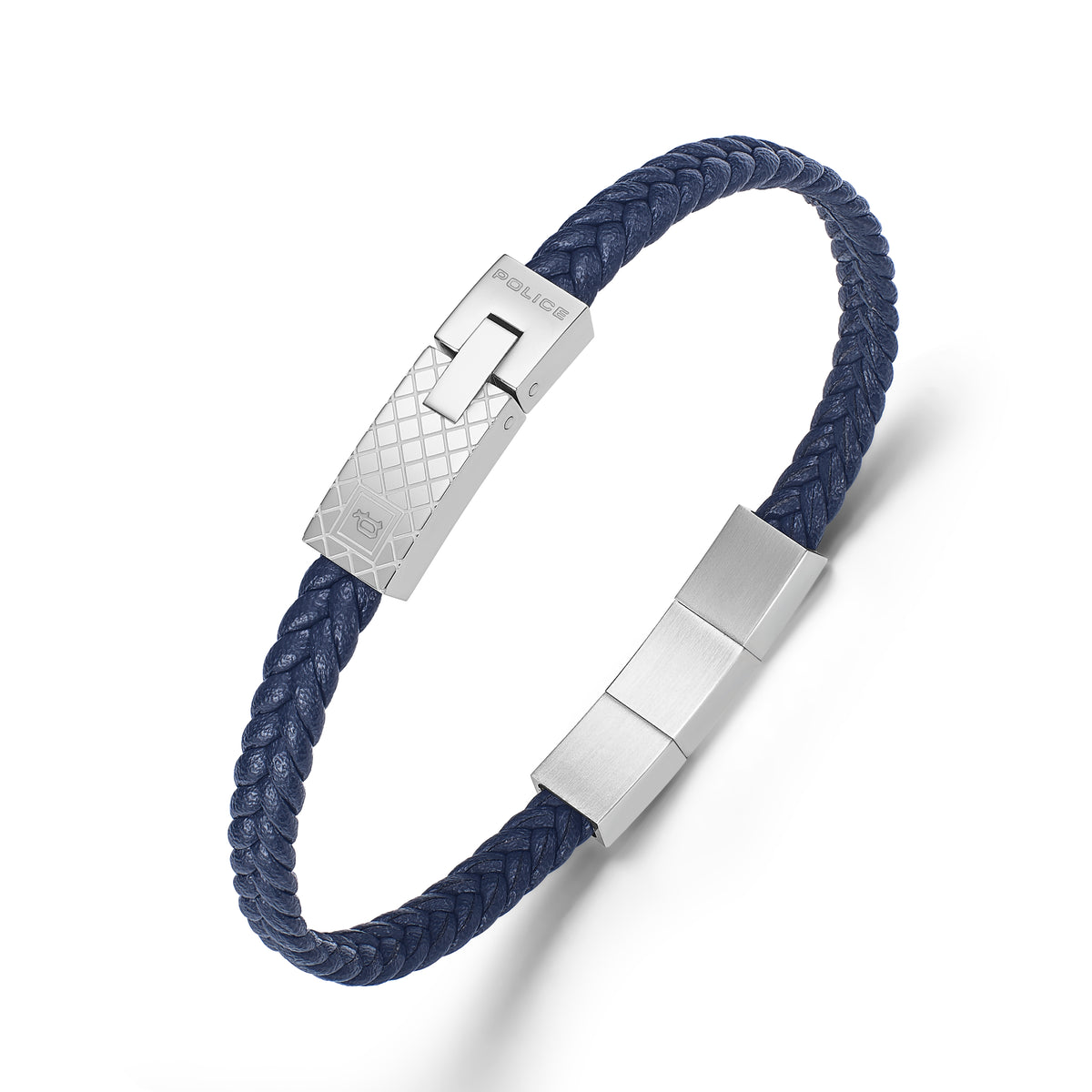 PE INTERSECT Stainless Steel ETCHEDMOTIF NAVY PLAITED LEA BRT