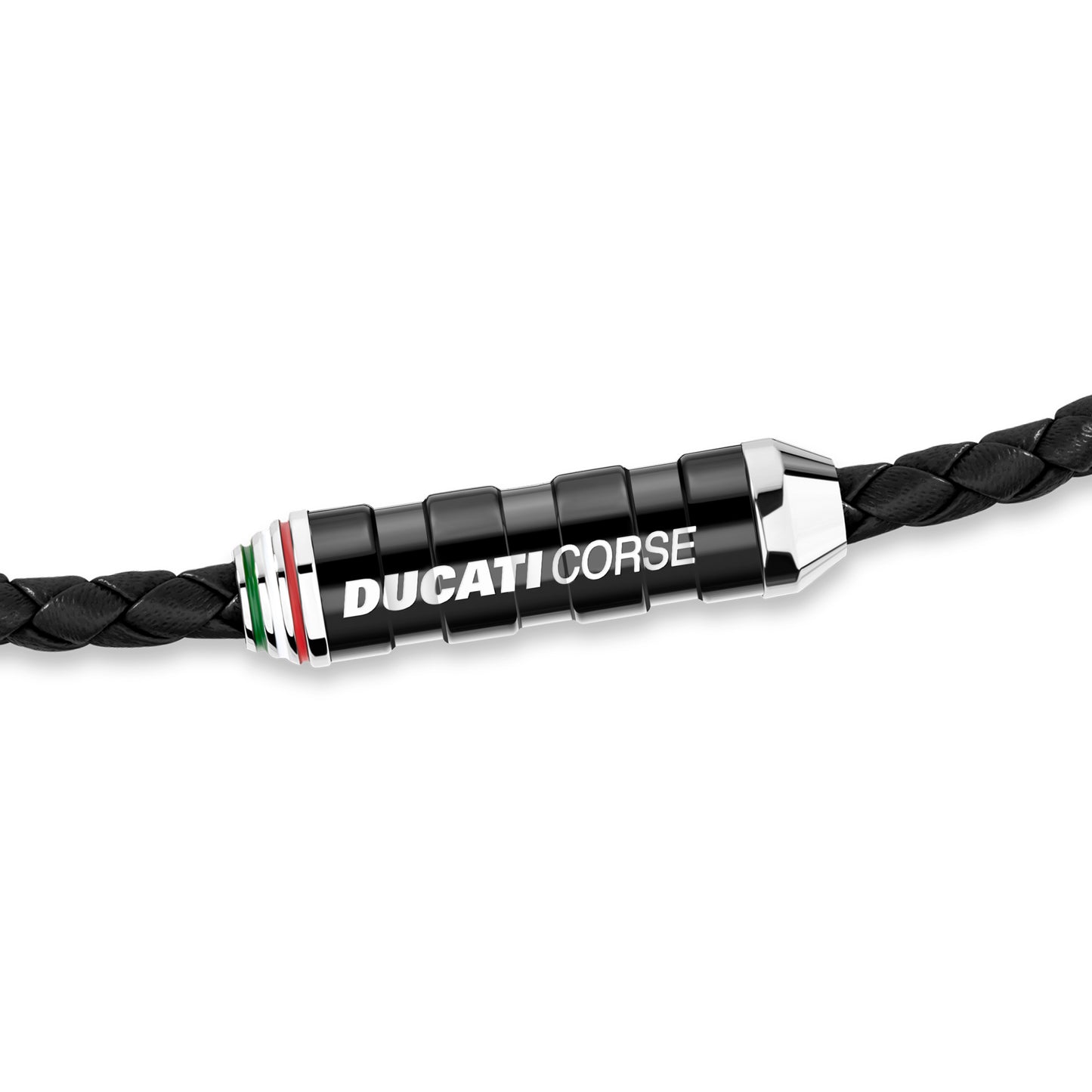 Ducati Corse DTAGB2137207 Black Leather Braided Bracelet