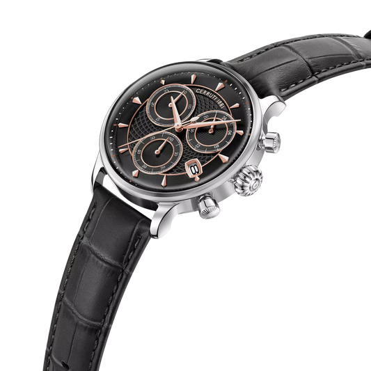 Cerruti 1881 Dervio Men's Chronograph Black Leather Watch - CIWGC0073301