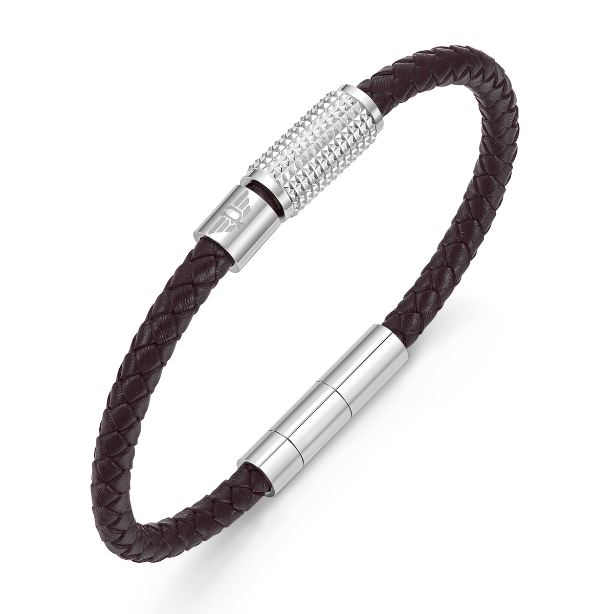 Police Men Bracelet PEAGB0001117 PE URBAN TEXTURE SHINY SS CHARMS Brown LEATHER Bracelet-S