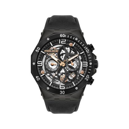 Police Men Watch PL.16065JSUB/02 IP Gunmetal Stainless Steel Case / Black Dial & Black Leather Strap