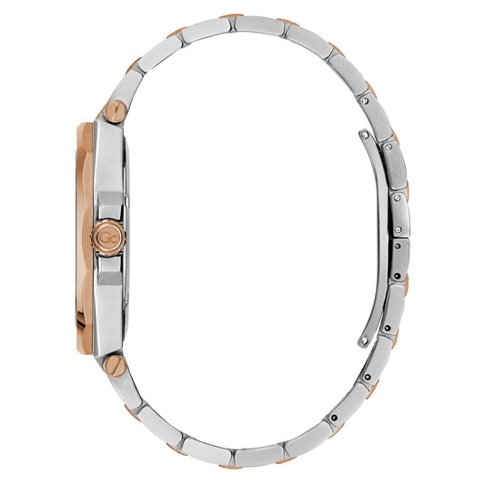 Gc Legacy Sleek Metal Men Watch Silver & Rose Gold Stainless Steel Bracelet Z67002G2