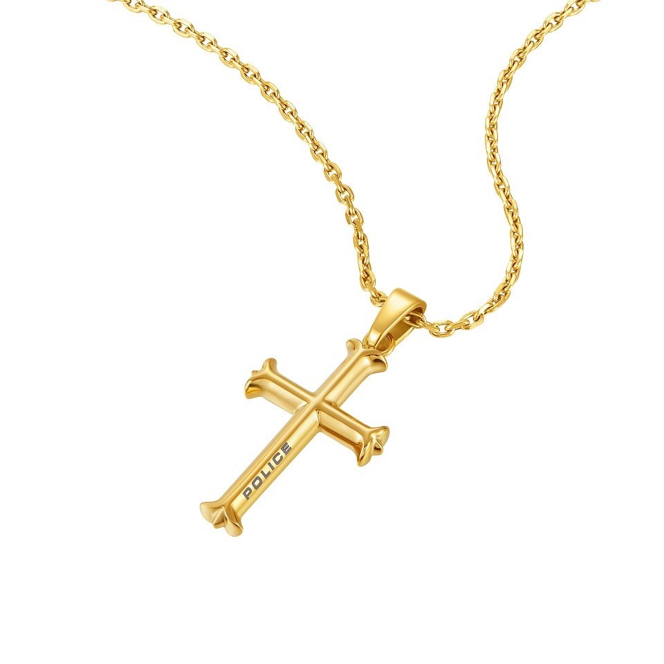Police Men Necklace PEAGN0010602 PE TACOMA II POLISHED GP CROSS NECKLACE