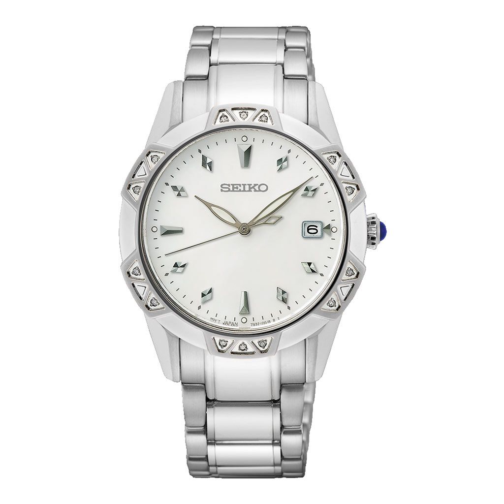 SEIKO Ladies' Hand Watch QUARTZ Stainless Band White Dial SKK727P1