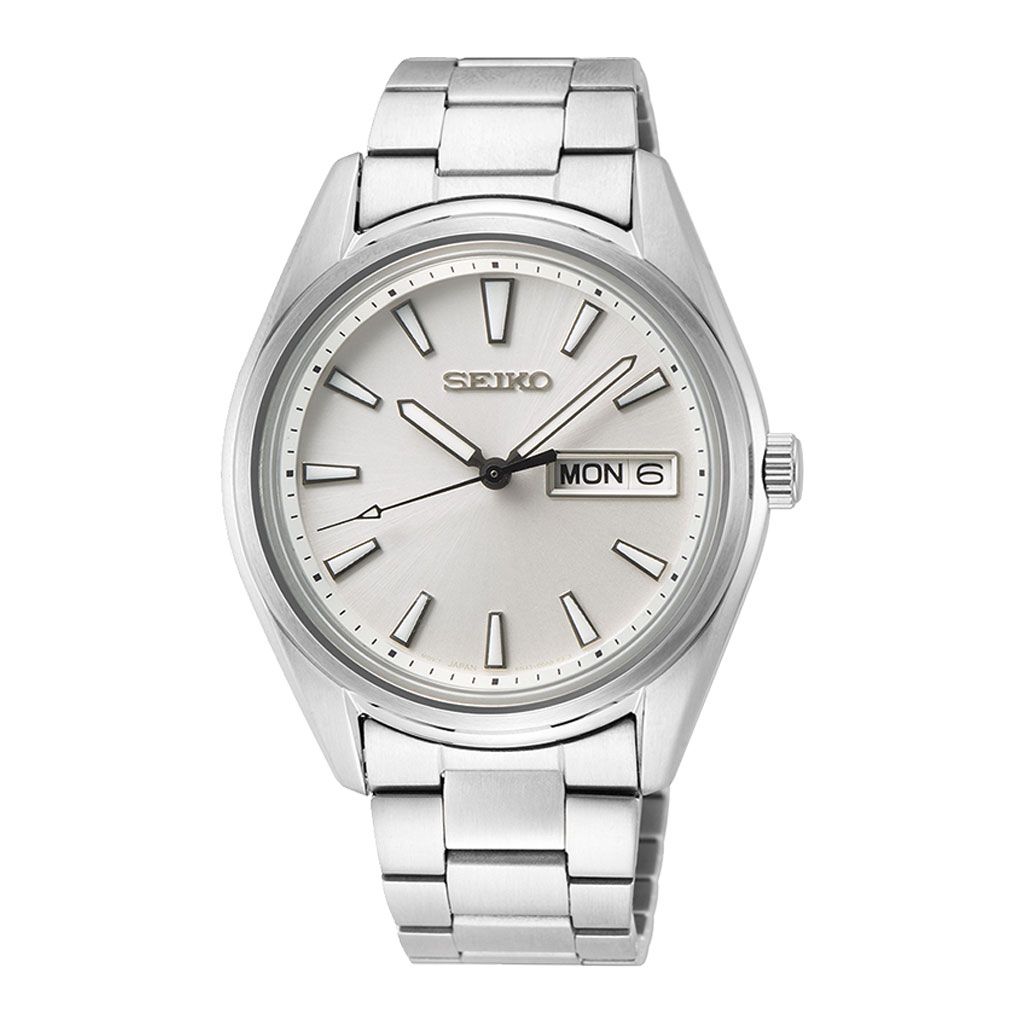 SEIKO Ladies' Hand Watch QUARTZ Stainless Band, White Dial SUR345P1