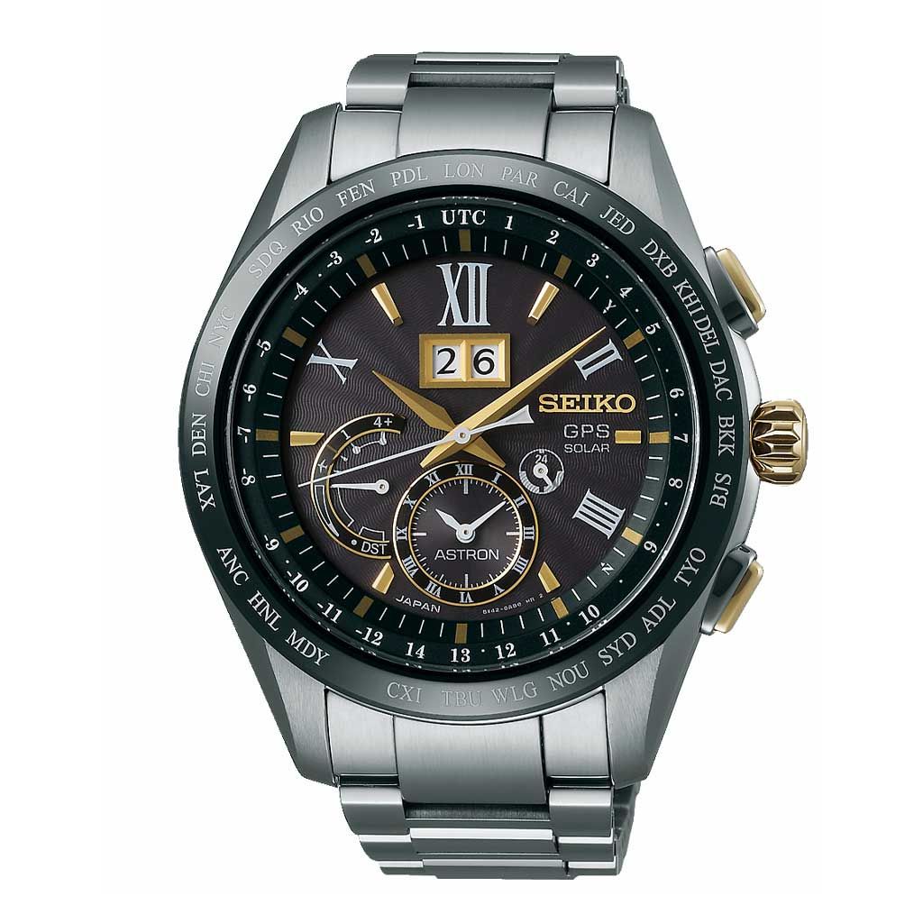 SEIKO Men's Hand Watch ASTRON Stainless Band, Black Dial SSE139J1
