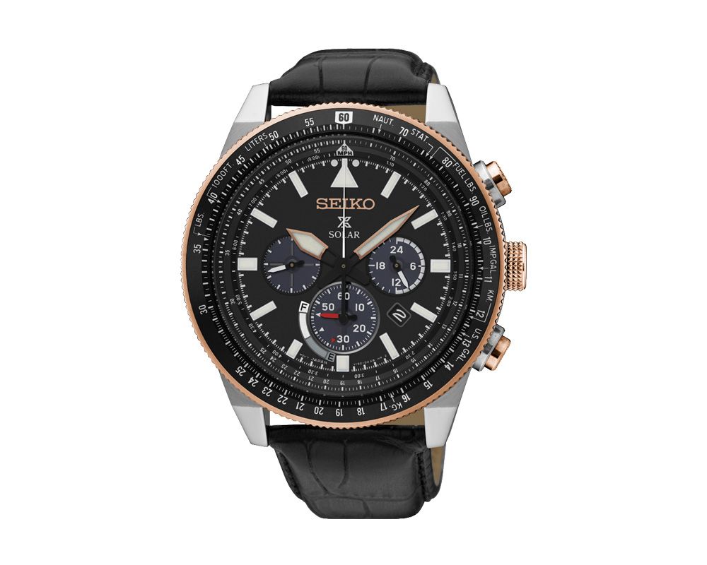SEIKO Men's Hand Watch PROSPEX Black Leather Band, Black Dial SSC611P1
