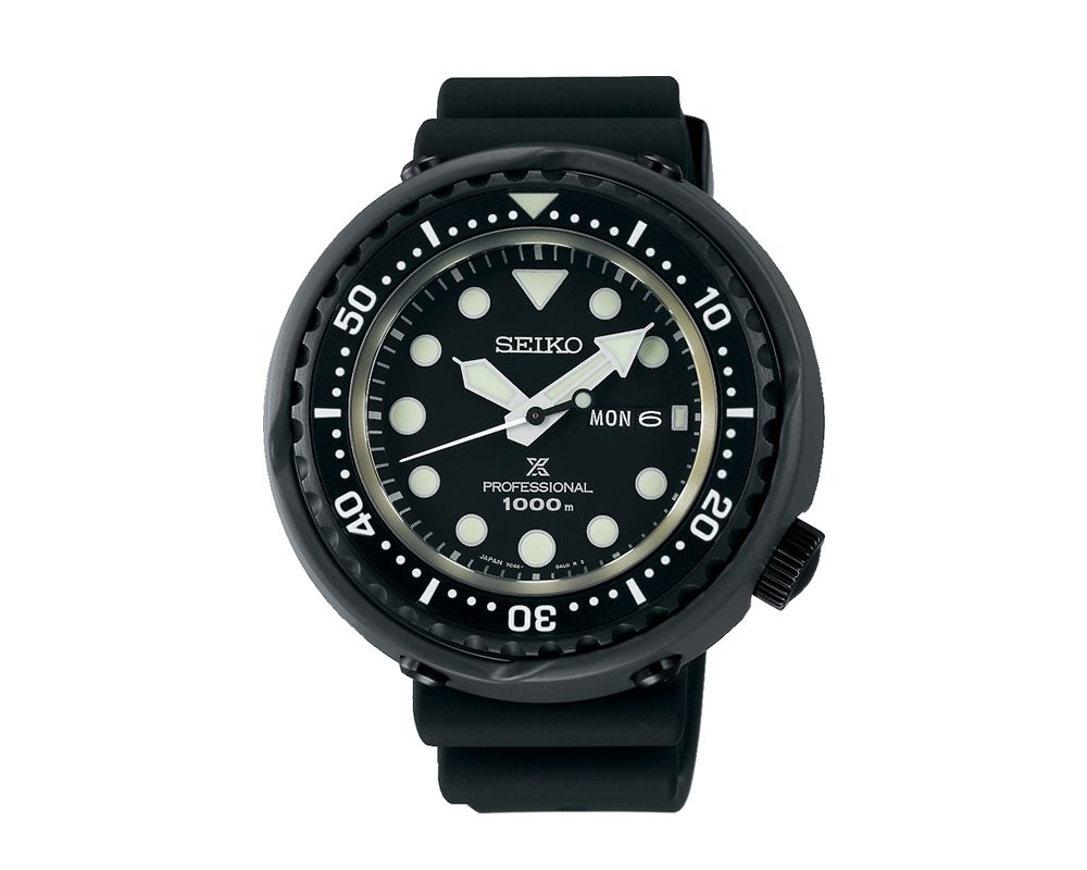 SEIKO Men's Hand Watch PROSPEX Black Rubber Strap, Black Dial S23631J1