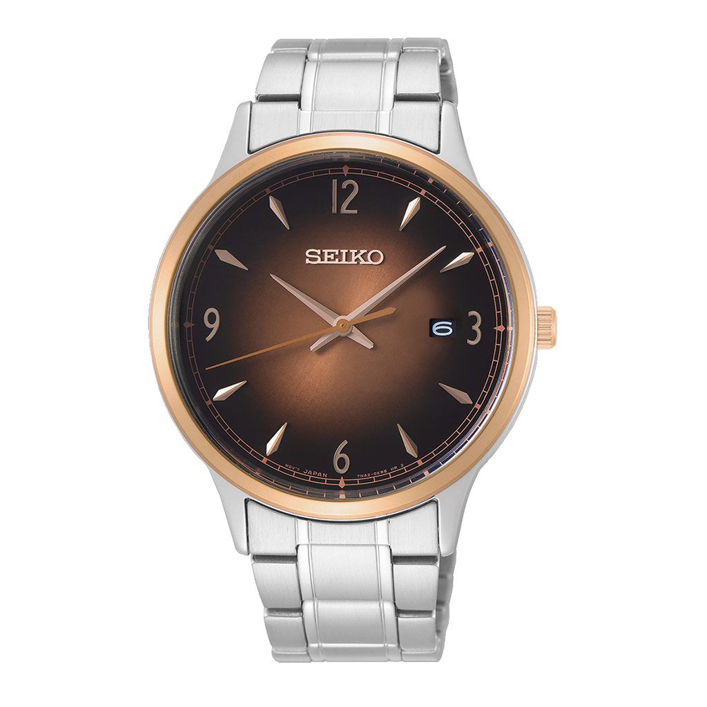 SEIKO Men's Hand Watch QUARTZ Stainless Band Brown Dial SGEH90P1