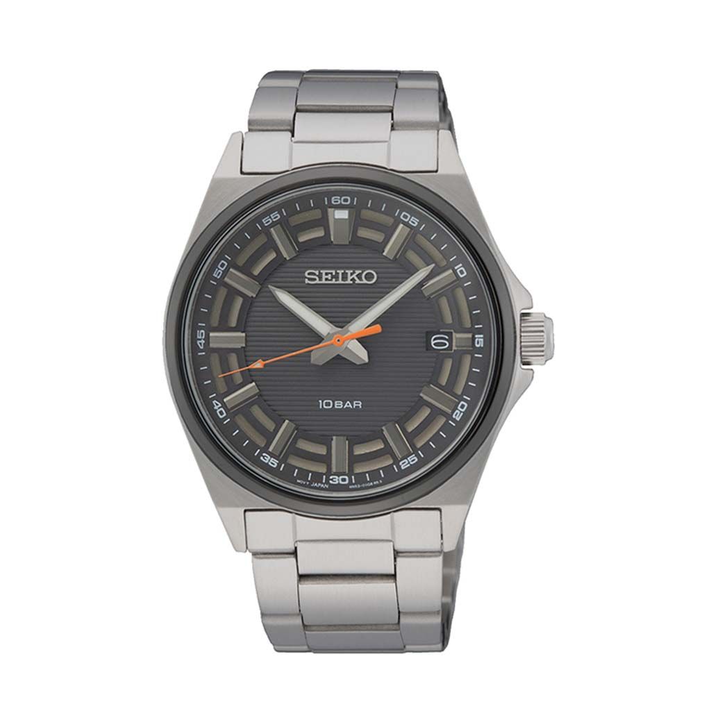 SEIKO Men's Hand Watch QUARTZ Stainless Band, Grey Dial SUR507P1