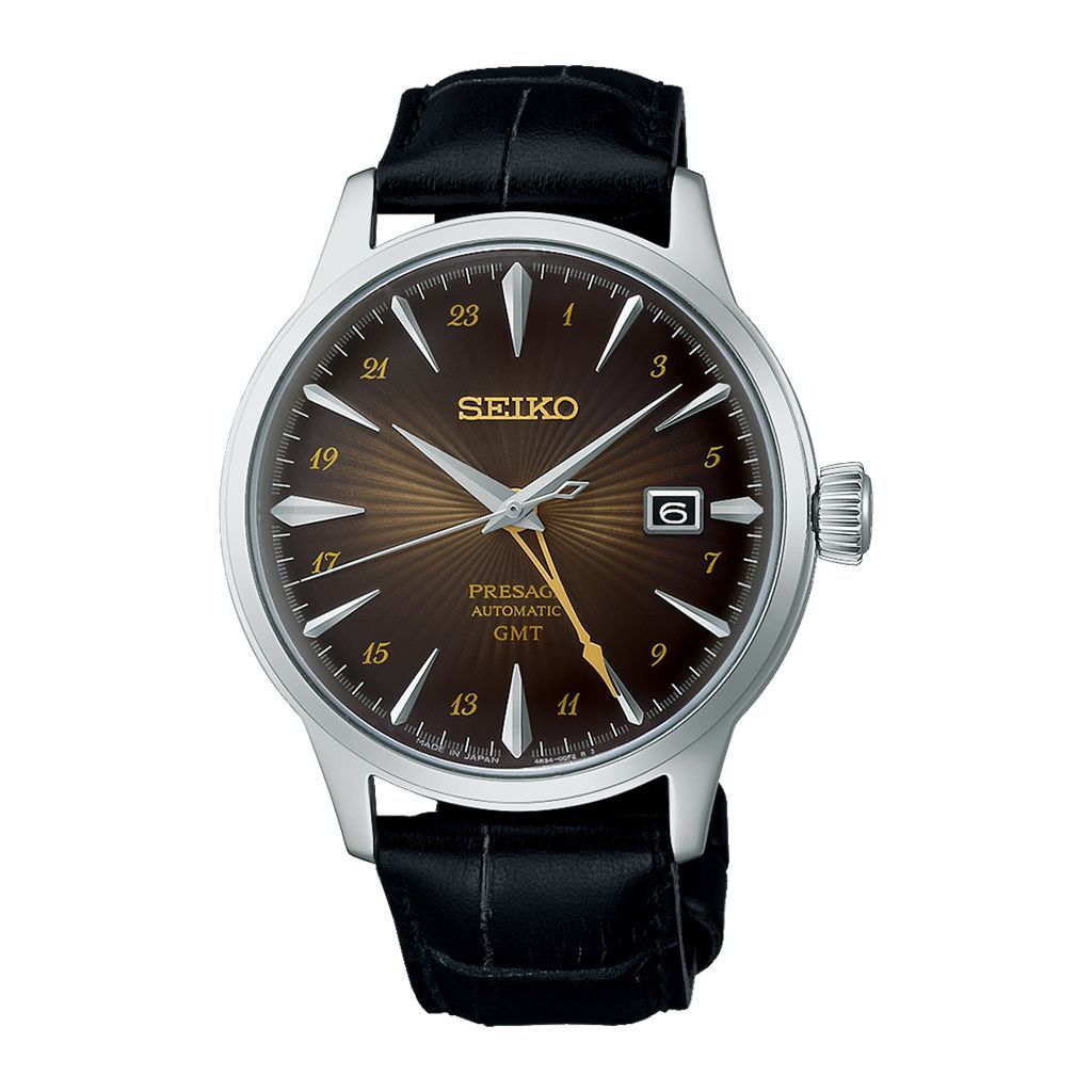 SEIKO Men's Watch PRESAGE Black Leather Band Brown Dial SSK039J1