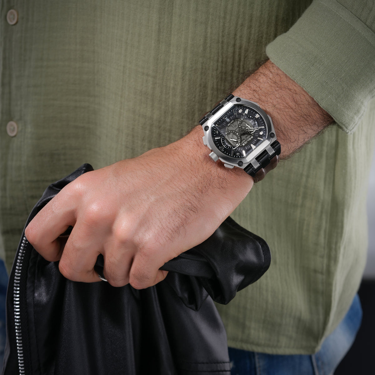 Police Men's 45 MM Brown Chronograph Leather Watch | PEWGF0054403