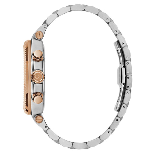 Gc Atlas Chrono Metal Men Watch Silver & Rose Gold Stainless Steel Bracelet Z66002G7