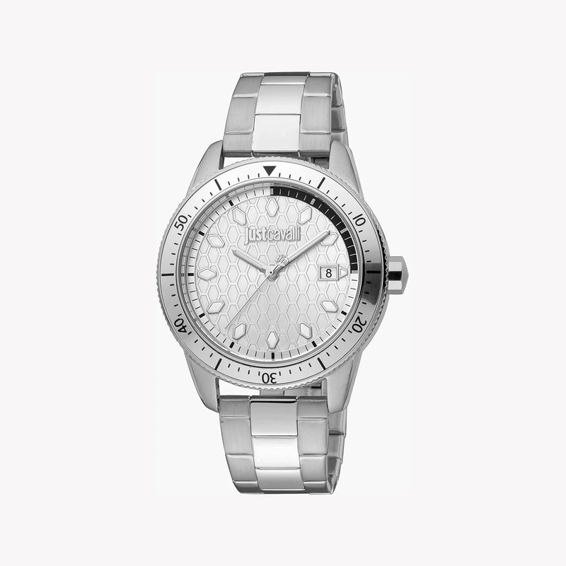 Just Cavalli Men's Silver Stainless Steel Watch, Silver Dial - JC1G179M0055