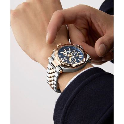Gc Atlas Chrono Metal Men Watch Silver & Rose Gold Stainless Steel Bracelet Z66002G7