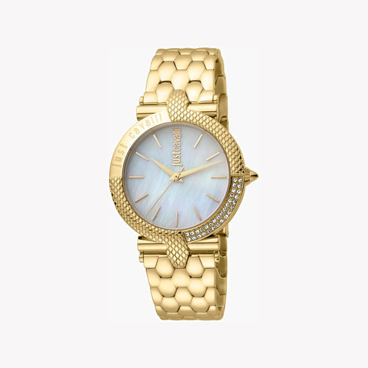 Just Cavalli Women's Gold Stainless Steel Watch, White Dial - JC1L105M0085