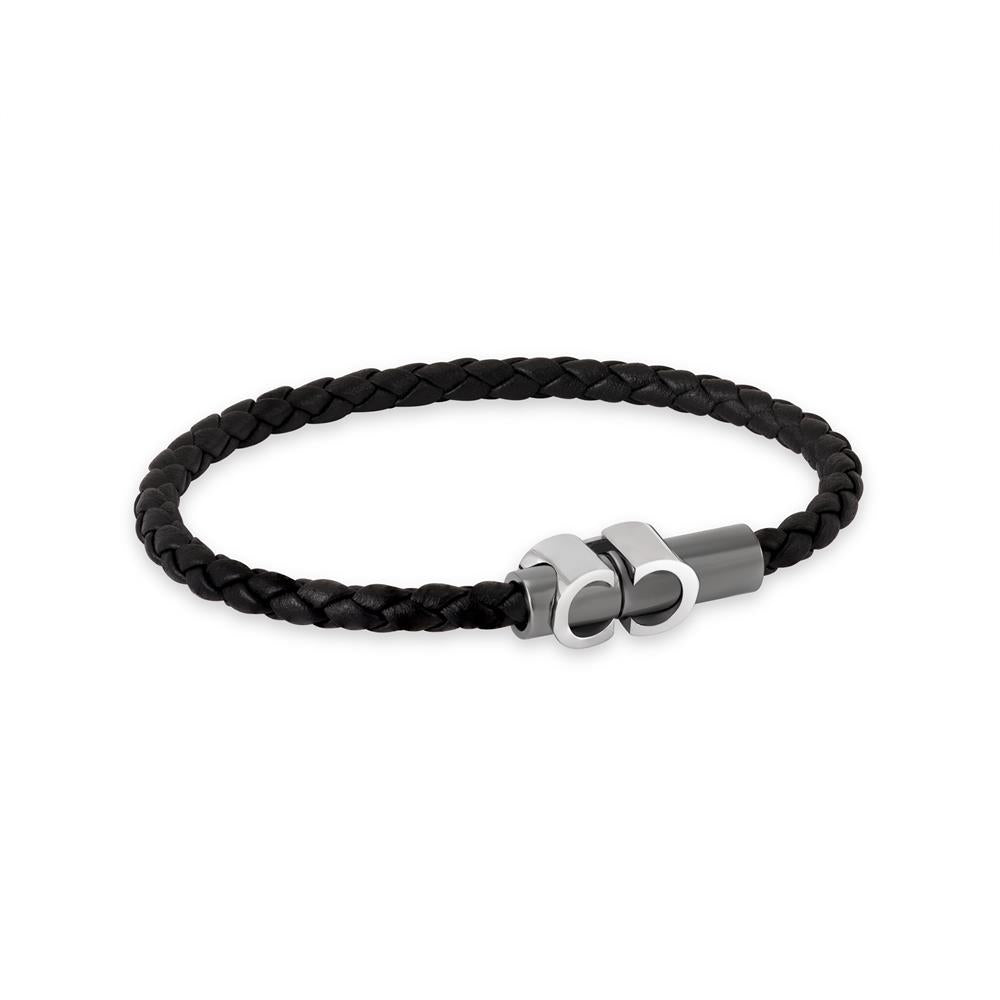 Cerruti 1881 Black Braided Leather Bracelet CIAGB0015203