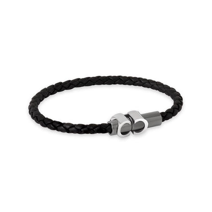Cerruti 1881 Black Braided Leather Bracelet CIAGB0015203