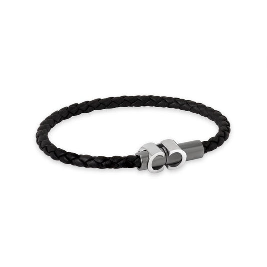 Cerruti 1881 Black Braided Leather Bracelet CIAGB0015203