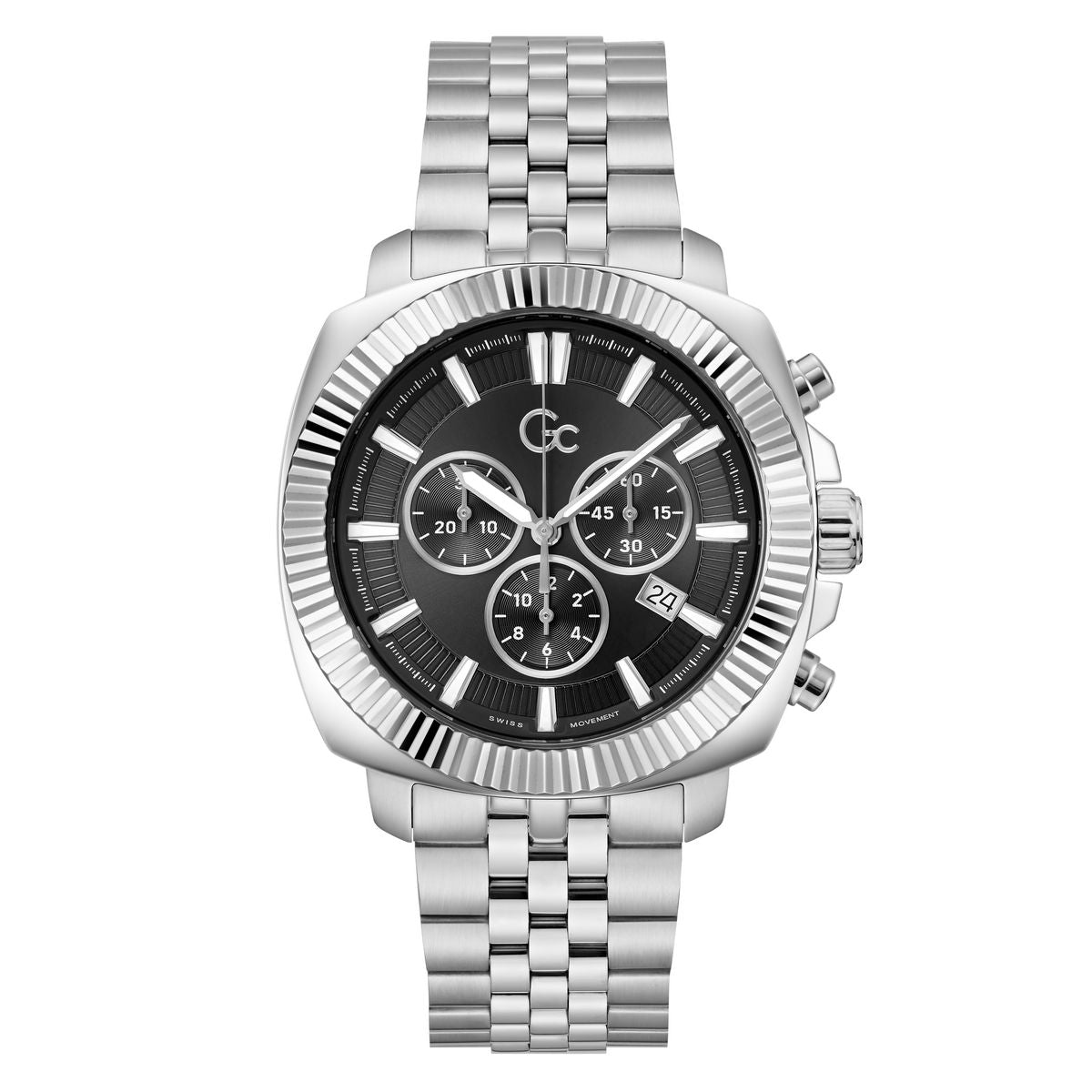 Gc Flair Coussin Chrono Metal Men Watch Silver Stainless Steel Bracelet Z64006G2