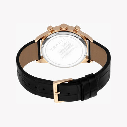 Esprit Men's Black Dial Black Leather ES1G210L0045