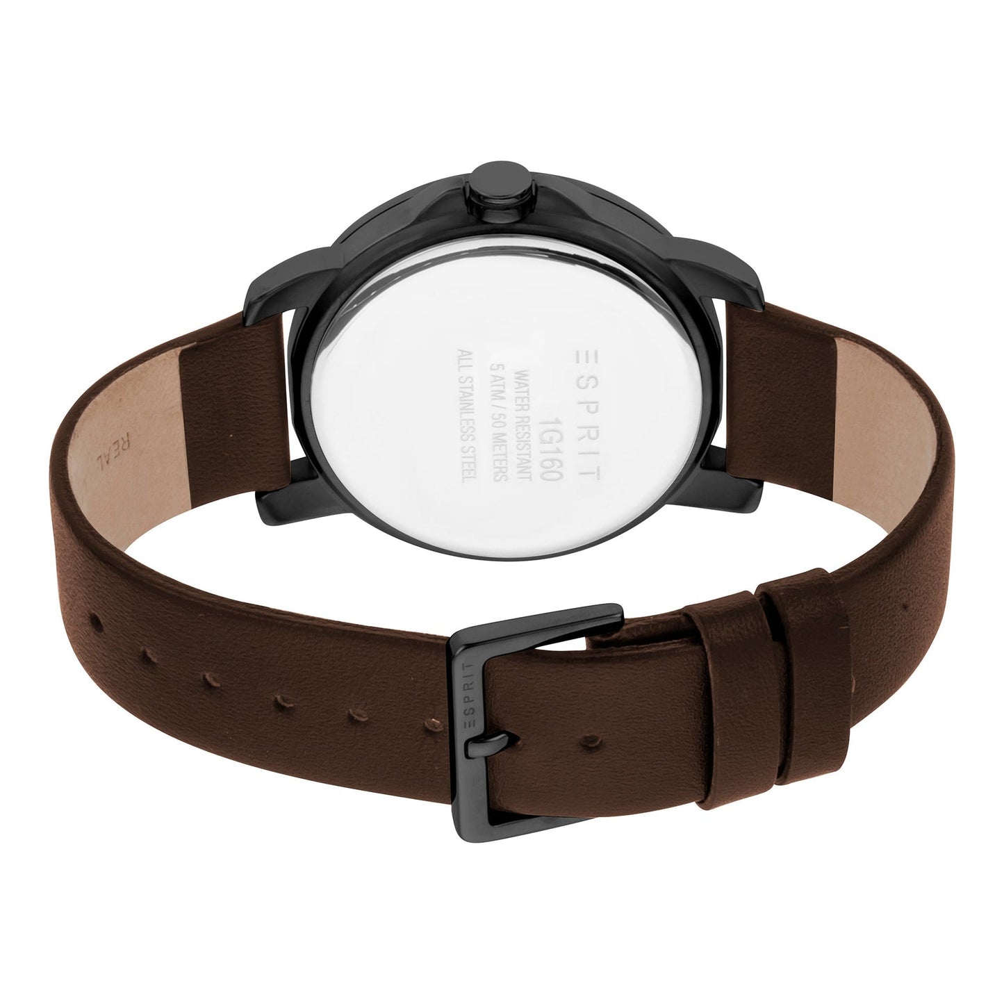 Esprit Men's Black Dial Brown Leather ES1G160L0035
