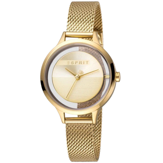 Esprit Women's Gold Dial Gold Steel Mesh ES1L088M0025