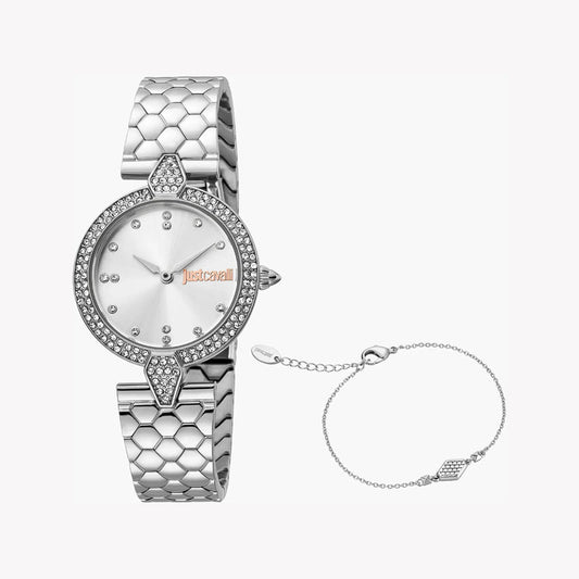 JUST CAVALLI WOMEN'S SILVER WATCH, ELEGANT SILVER DIAL | JC1L159M0045