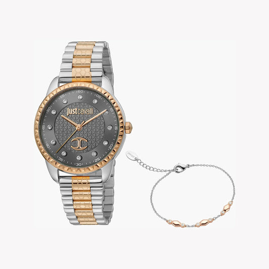 JUST CAVALLI WOMEN'S SILVER & ROSE GOLD WATCH, GRAY DIAL | JC1L176M0095