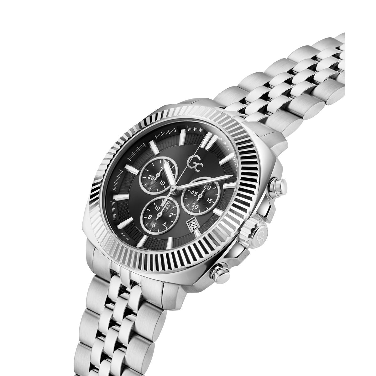 Gc Flair Coussin Chrono Metal Men Watch Silver Stainless Steel Bracelet Z64006G2