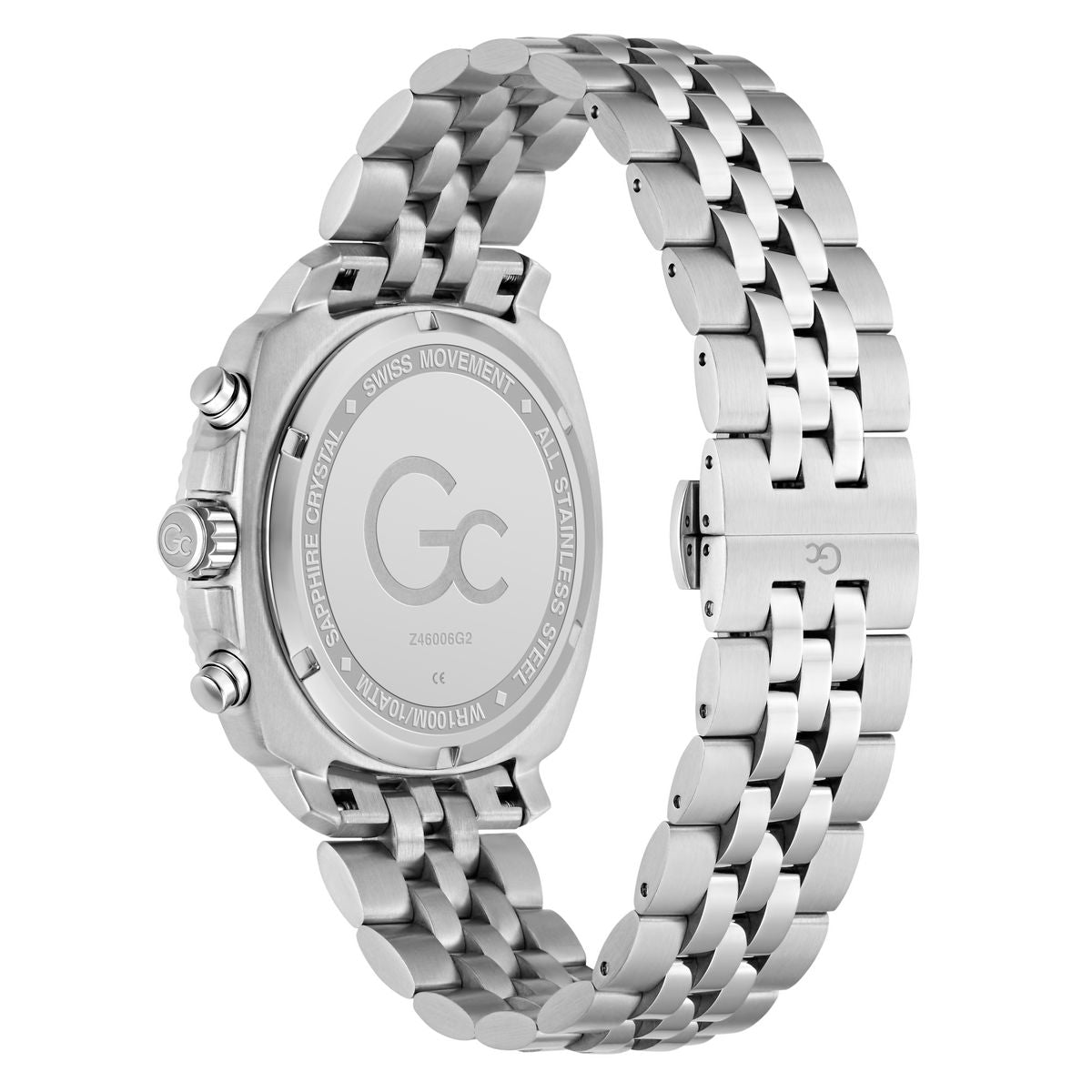 Gc Flair Coussin Chrono Metal Men Watch Silver Stainless Steel Bracelet Z64006G2