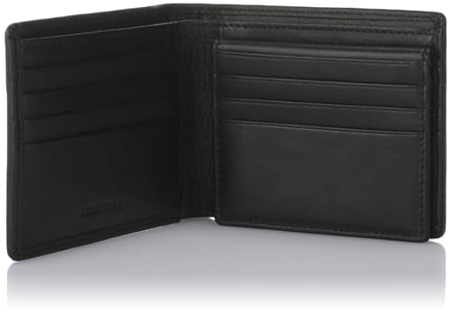 Cerruti 1881 CEPU05545M Genuine Calf Leather Wallet with Blue Brown Strip for Men - Black