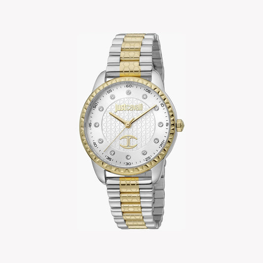 JUST CAVALLI WOMEN'S SILVER & GOLD WATCH, SILVER DIAL | JC1L176M0085